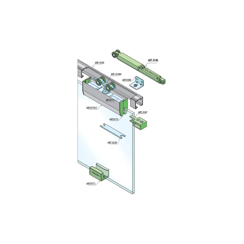 Okucia do drzwi szklanych przesuwnych SISCO SISTEM - SILENT GLASS S 100 SP