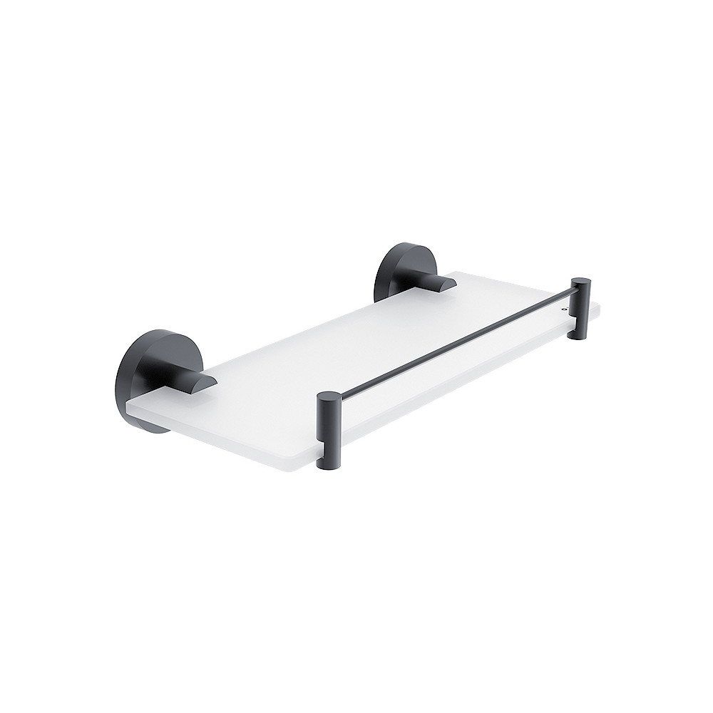Półka szklana z uchwytem i płotem NIMCO UNIX BLACK 300 mm