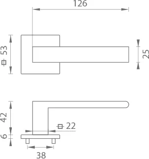 Wymiary klamki MPK HIT - HR SQ6