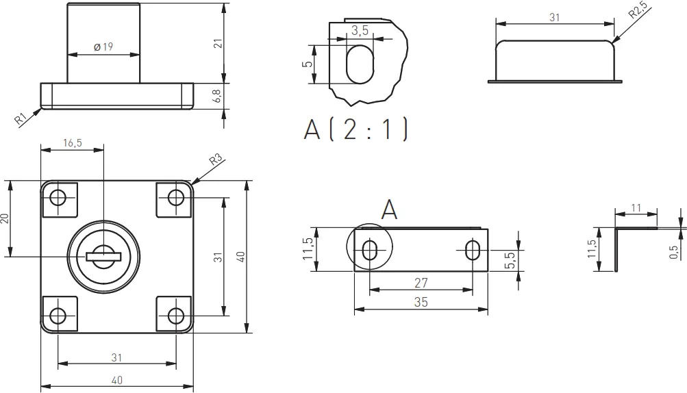 Zamek meblowy GTV K-138